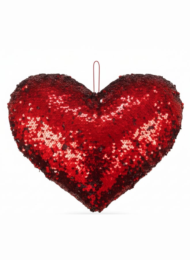 Feelings Reversible Sequin Heart Pillow 40cm - Glitter Magic Cushion for Valentine’s Day Gift & Room Decor - Image 1